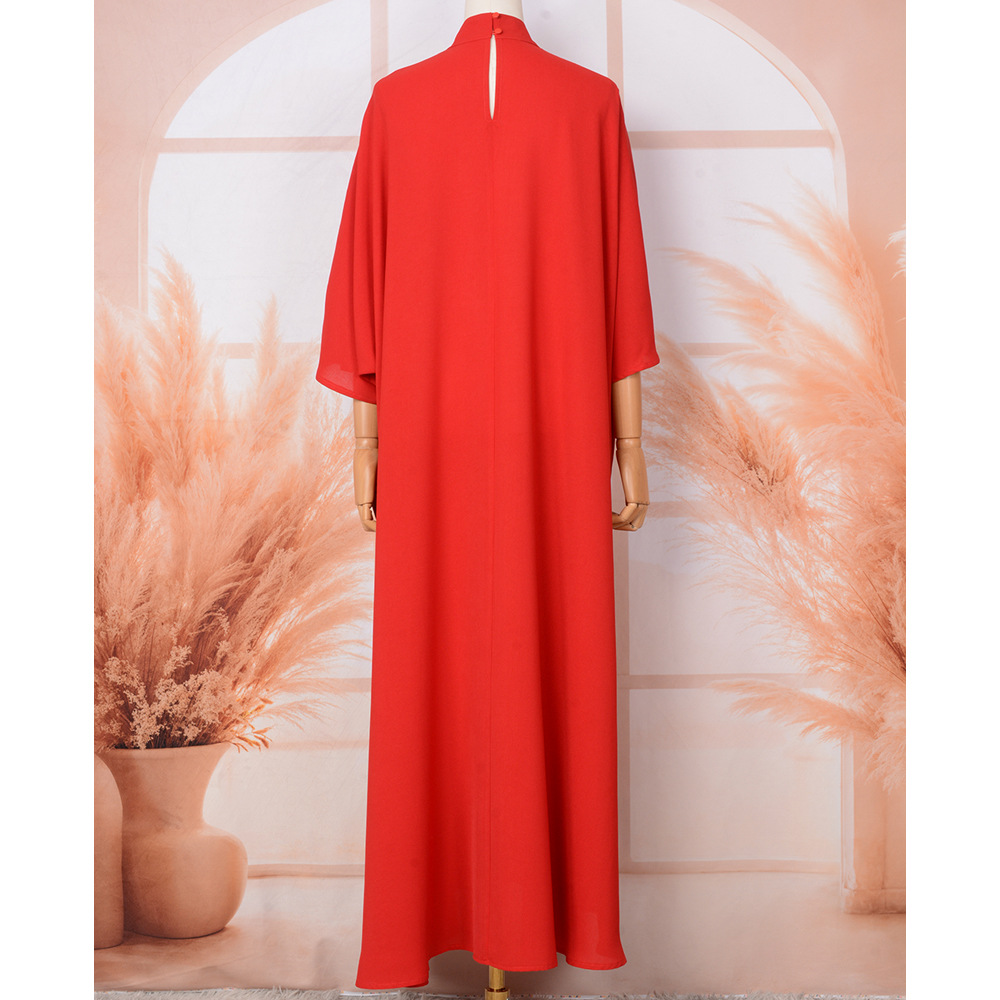 Cross-border E-commerce Arab Abaya Dubai Muslim Middle Eastern Fashionable And Elegant Rhinestone Embellished Robe Dress_ecoleips.com