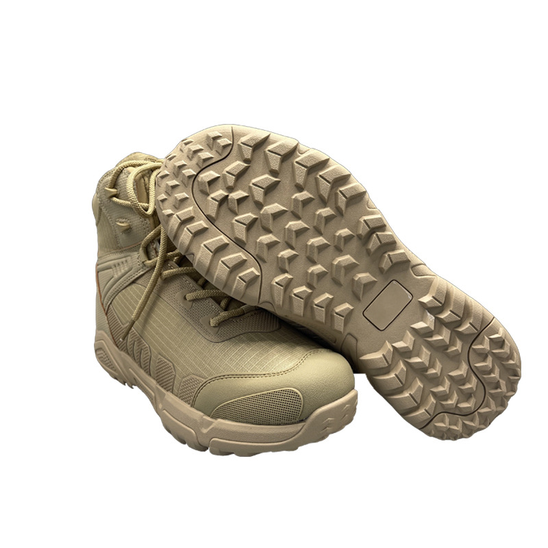 Botas de entrenamiento de combate transfronterizas de nuevo estilo, botas tácticas para hombres, impermeables, altas, resistentes al desgaste, botas de montaña al aire libre, botas de combate marrones ligeras