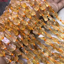 天然巴西黃水晶啞光原石 糖塊條珠散珠 柱形半成品 配珠飾品