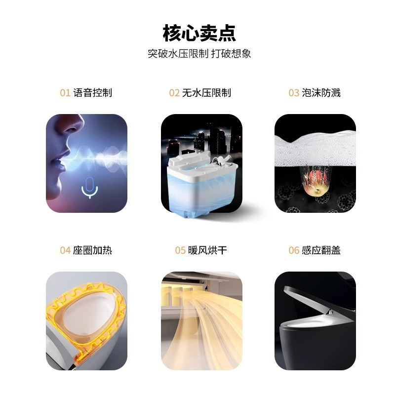 唯诗礼彩色智能马桶全自动一体式家用个性创意脚踢电动坐便器|undefined