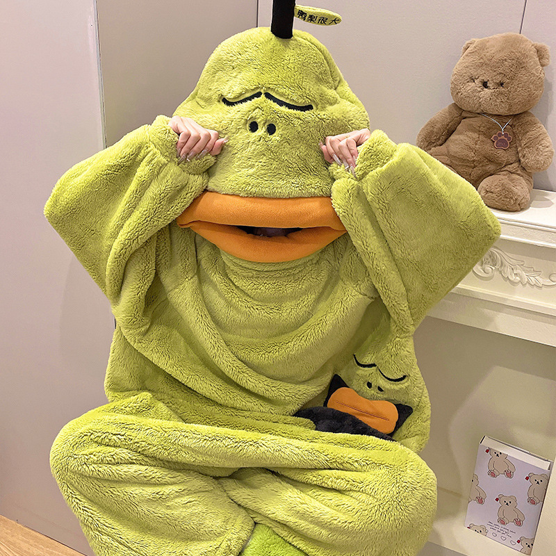 2025 New Winter One-Piece Pajamas for Women, Flannel Fleece-Lined, Thickeneded, Warm and Sweet Cartoon, Can Be Worn Outside as Home Clothes