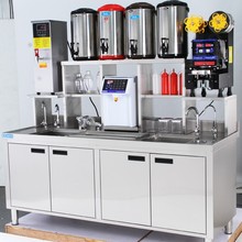 奶茶店设备全套奶茶操作台不锈钢冷藏水吧工作台冷饮店水吧台