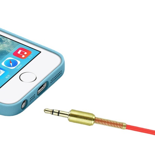 3.5mm male-to-male audio cable, curved head aux spring cable, audio recording cable, car curved head speaker cable