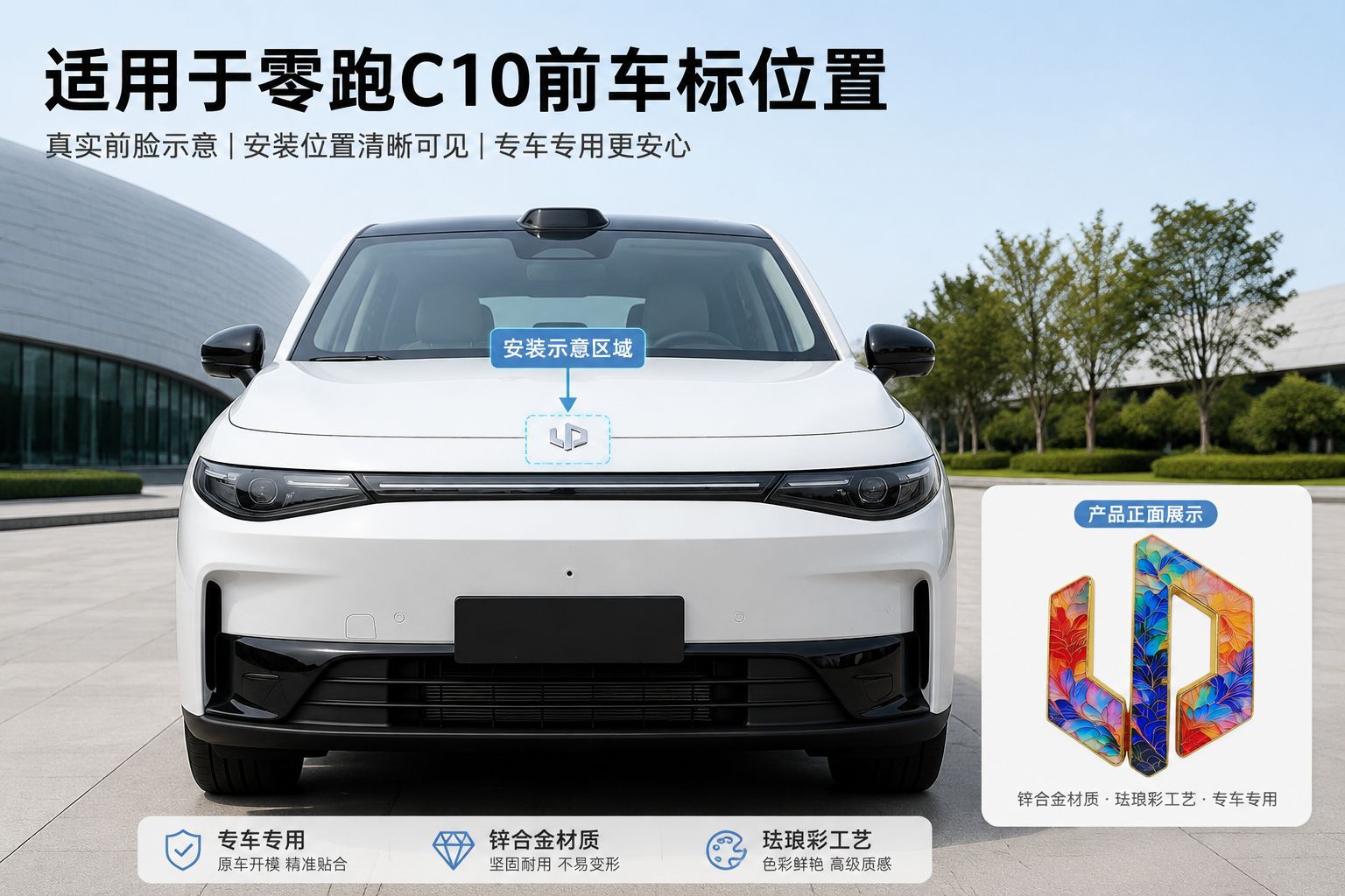 Leapmotor Exclusive Imitation Enamel C11 C16 C10 A10 Front Logo Decoration Modification Sticker for Engine Hood Car Emblem Sticker