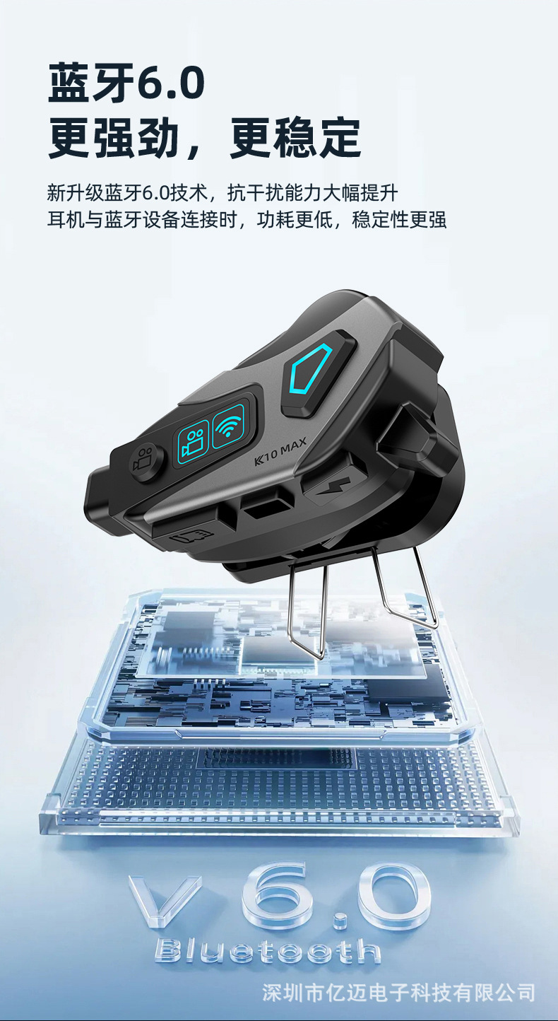 In-Stock K10Max New Cross-Border Helmet Headset with 4K High-Definition Video Recording, Noise Reduction, Music, and High-Quality Lossless Transmission