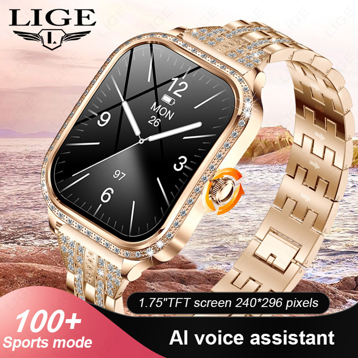 Women's Smartwatch Heart Rate Blood Pressure Monitoring Multiple Sports Modes Watch Faces_voghion.com
