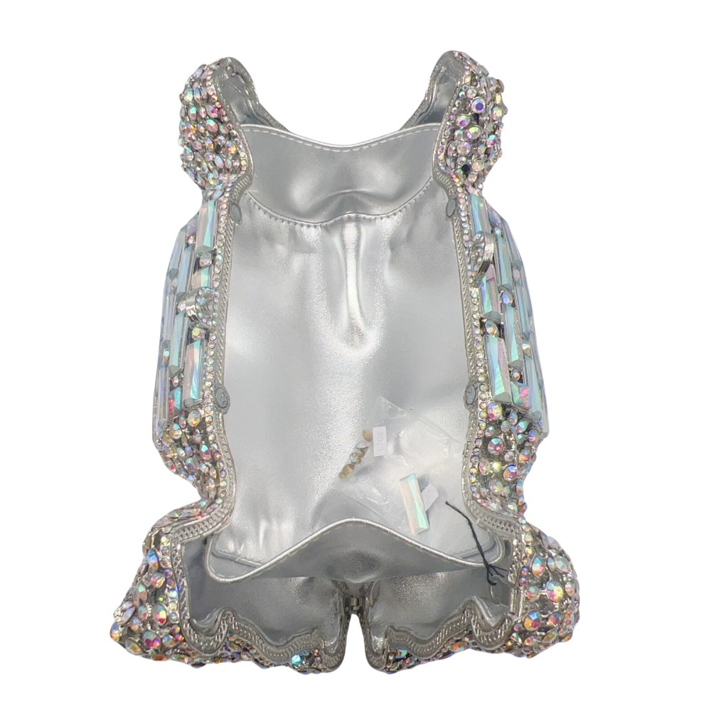 Bolsa de piedra nueva forma de caramelo con diamantes bolsas de cena metal hueco lleno de diamantes bolsas de mano de mujer vestido de cena