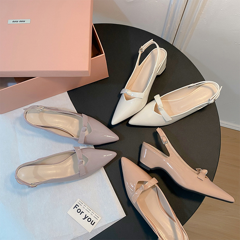 French High Heeled Toe Sandals Women's Design Niche 2025 Summer New Pointed-Toe Mary Jane Single-Button Shoes