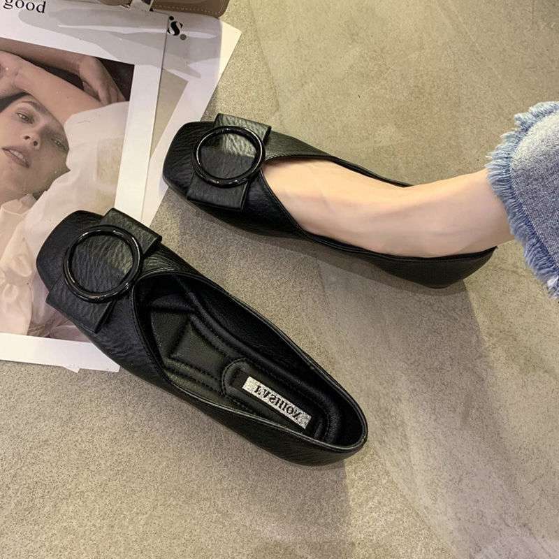 Flat Single-layer Shoes Women's 2025 New Spring and Autumn All-match Soft-soled Ladyshoes for Work Non-slip Work Shoes for Pregnant Women