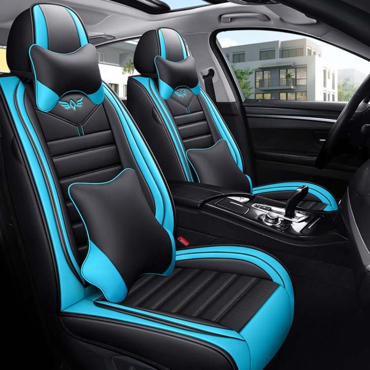 New Nappa Leather Car Seat Cushion, Universal for All Seasons, Fully Enclosed Seat Cover, Summer Machine-Knitted Ice Silk Breathable Internet Celebrity Car Cushion