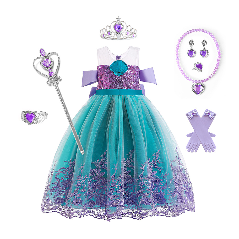 Comercio exterior transfronterizo vestido de sirena de verano vestido de niña vestido de princesa traje de Halloween para niños europeos y americanos