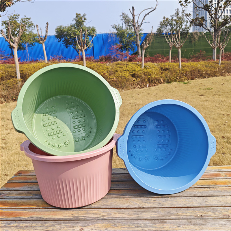 Large deepened foot bath tub, plastic foot basin wholesale, adult home-use foot wash basin, round hand-held massage foot bath tub