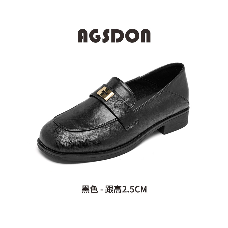 Zapatos de Lefour de fondo grueso para mujeres 2025 nuevo otoño negro estilo británico zapatos de cuero retro zapatos de viaje único