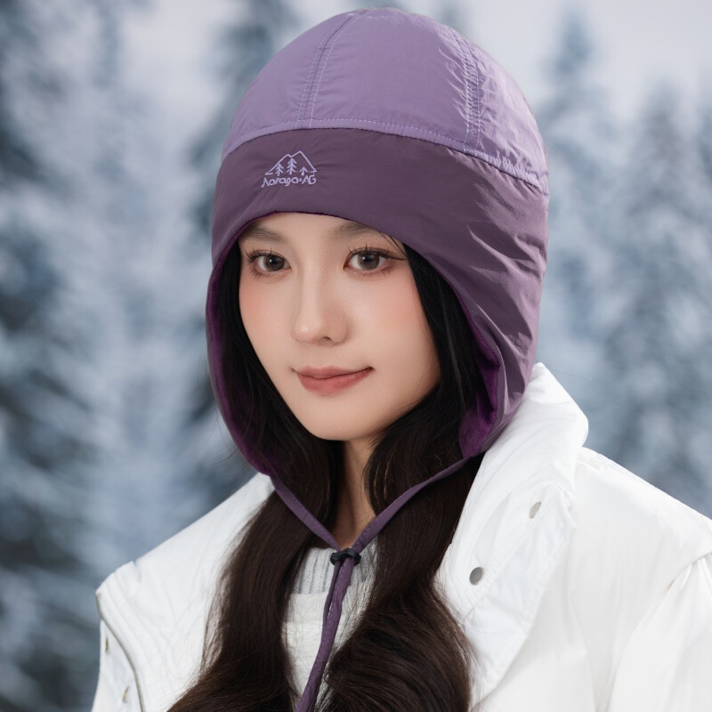 女冬季头盔内胆帽防寒保暖护耳帽户外骑行电动车套头帽东北滑雪帽|undefined