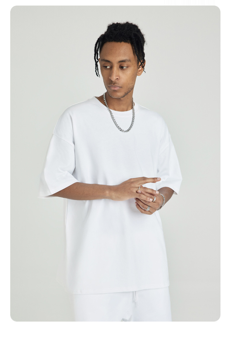 287g Weight Short Sleeve Sleeve Length Pullovers Placket Type Drop Sleeve Sleeve Type Cotton Fabric Type Long Top Length T-shirt Tops Type Daily Occasion Round Neck Neckline Breathable Function Loose Fit Type Solid Color Pattern Summer Season Men's Gender Casual Style Wholesale Men's Casual Solid Color Short Sleeve Men's Tops 7