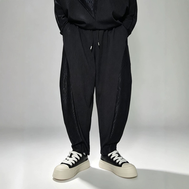 Cross-border plus-size men's jogging pants, black patchwork with leopard print, tapered-leg sweatpants, European and American hip-hop street dance casual pants Cross-border plus-size men's jogging pants, black patchwork with leopard print, tapered-leg sweatpants, European and American hip-hop street dance casual pants