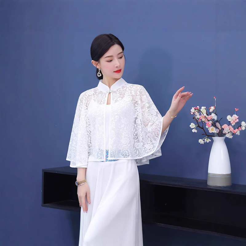 Cheongsam Shawl Summer Thin Short Ice Silk Sunscreen Cape Top Retro with Suspender Skirt Small Outwear Cardigan Cheongsam Shawl Summer Thin Short Ice Silk Sunscreen Cape Top Retro with Suspender Skirt Small Outwear Cardigan
