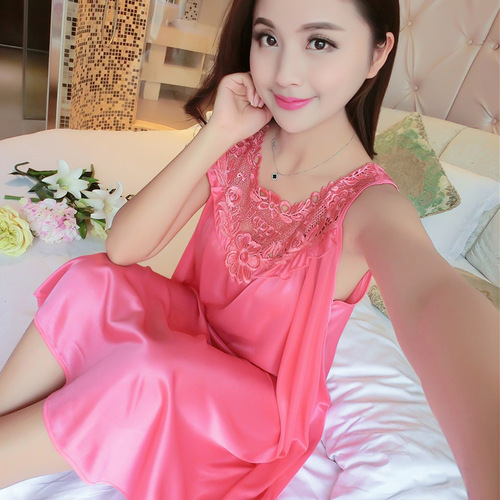 Summer New Chiffon Nightgown for Women Sexy Fashion Mid-Cup Sleeveless Backless Bodysuit with Lace Loose Homecoming Dress