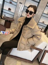 轻薄羽绒服女冬季新款牛角扣编织翻领短款白鸭绒中式保暖外套