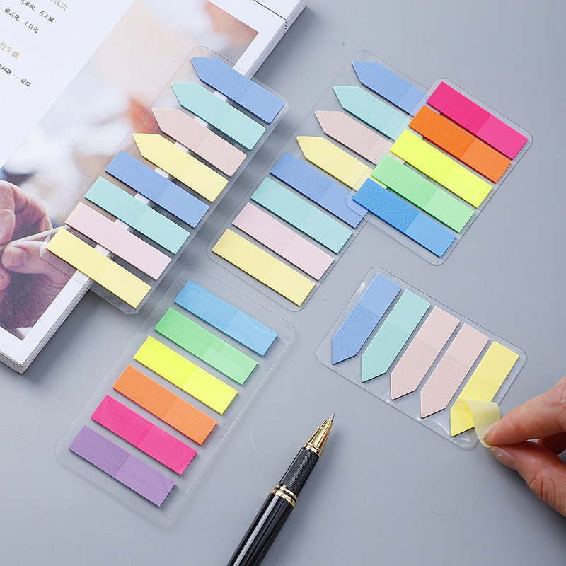 Colorful PET Fluorescent Sticky Notes Student Office Marking Classification Bookmark Indicator Tape Index Tape Wholesale