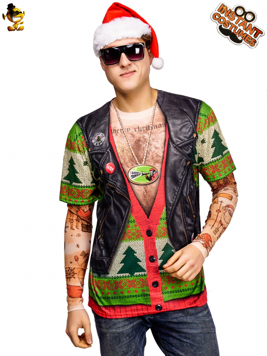 Navidad adulto hombres Navidad 3D impreso suéter de manga larga Camiseta etapa traje de rendimiento traje de cosplay ropa