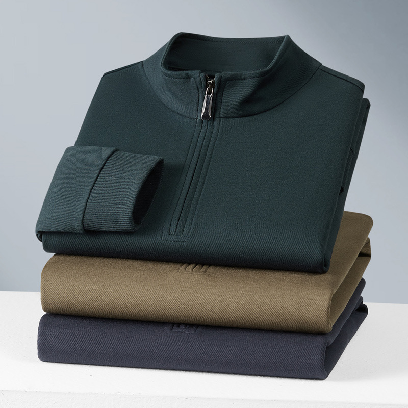 seda de morera con cremallera de manga larga camiseta hombre ocio infrarrojo lejano 7A antibacteriano camuflado calentamiento de color sólido vestido grueso otoño invierno