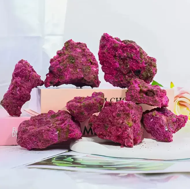 跨境热销天然红刚玉原石红宝石矿标标本观景奇石扩香石装饰石批发