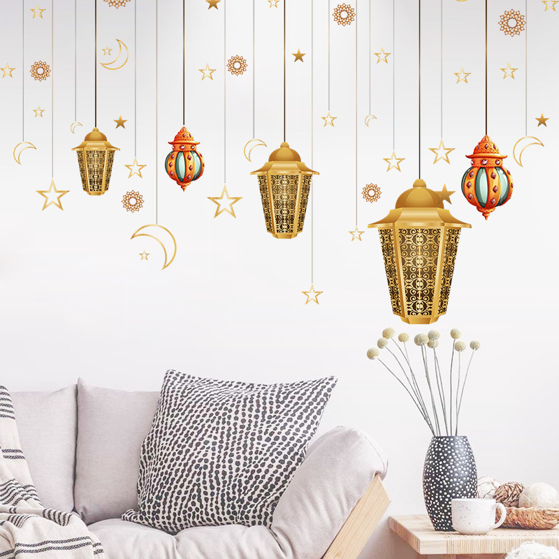 Fashion Moon Golden Chandelier Stars Wall Stickers display picture 4