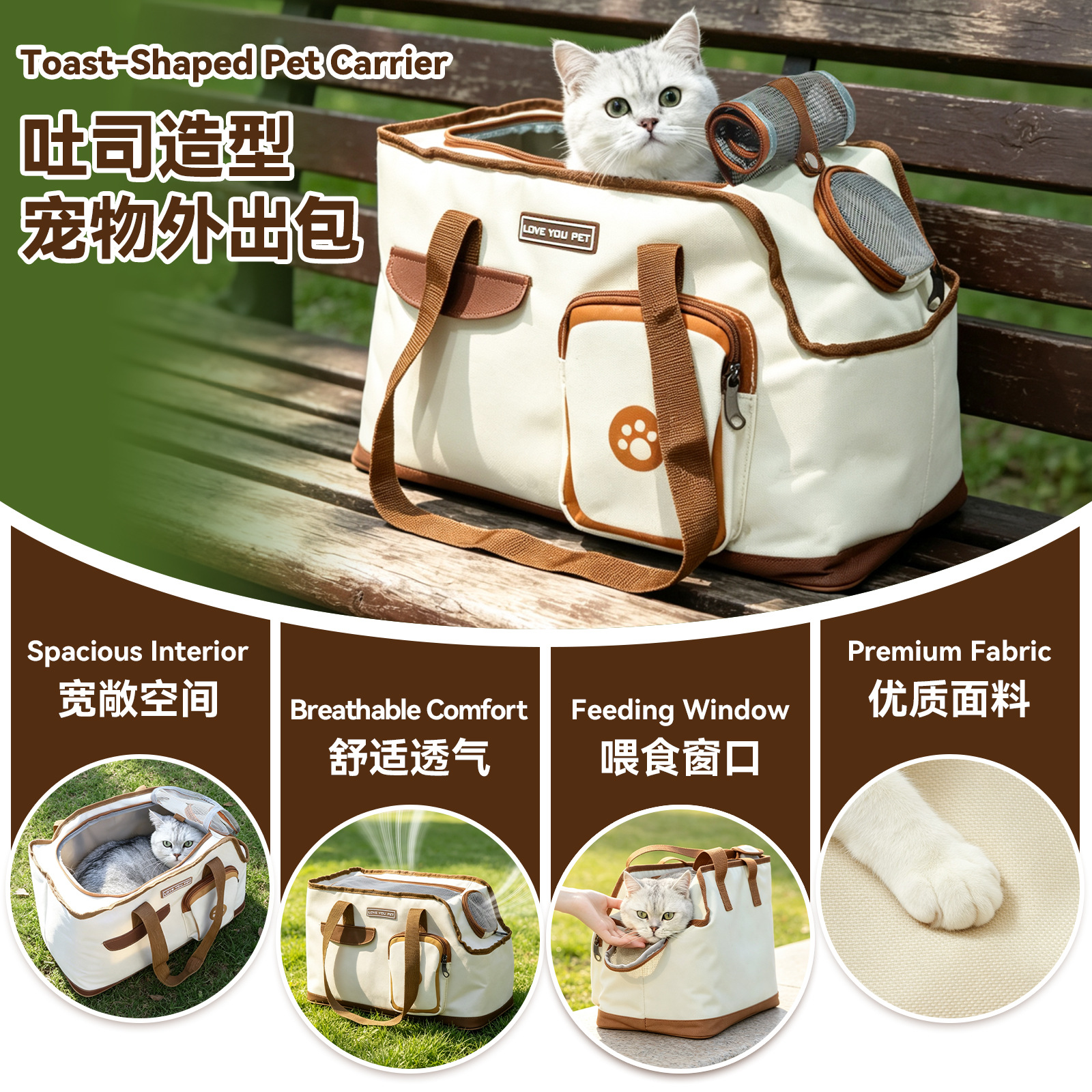 Cat carrier, large-capacity backpack for cats and dogs, breathable and portable travel pet bag, dog carrier for outings