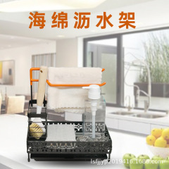 Cross-border sink sponge rack, kitchen utensil countertop soap dispenser and drain rack, multi-functional storage rack