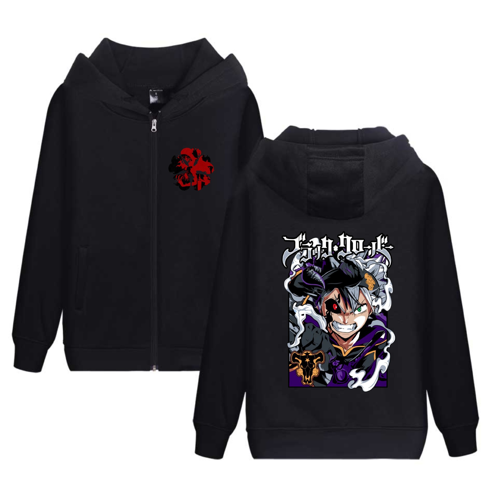 Amazon Black Clover Black Clover Suéter con cremallera transfronteriza sudadera con capucha y terciopelo