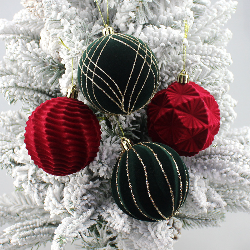 Bolas de Navidad flocado bolas de Navidad bolas de decoración de Navidad 8cm / 16pcs bolas de Navidad árbol de Navidad colgante de decoración de Navidad