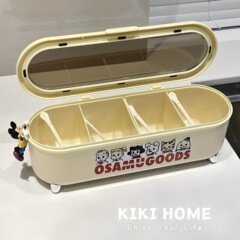 原田治厨房調味料ケース一体多格収納ケース家庭用塩缶調味料缶蓋付き防塵可能大容量