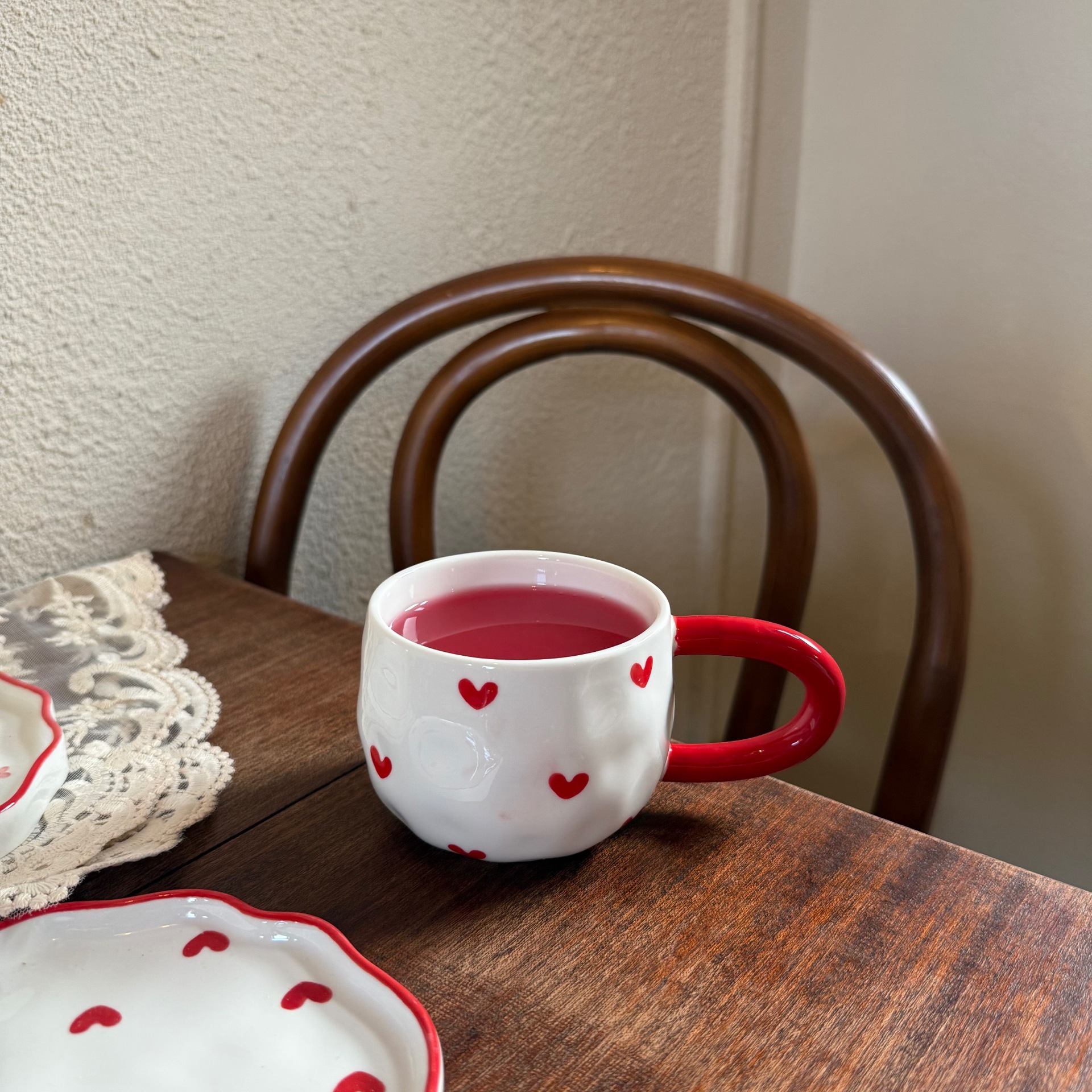 Navidad francesa retro pinza de mano pura pintada a mano taza de café de cerámica plato de alto valor plato de postre de té de la tarde