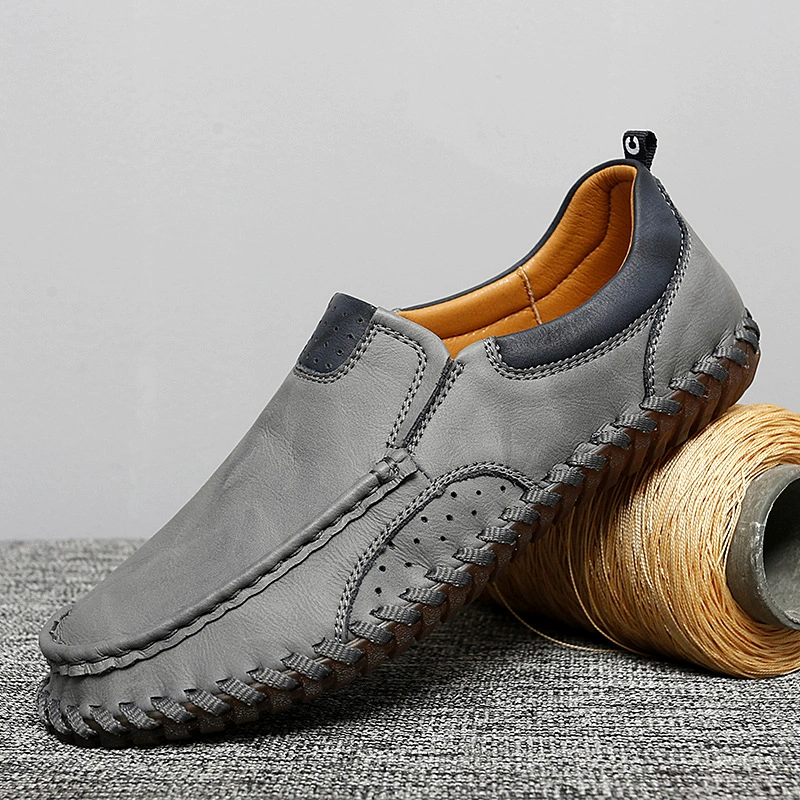90007 Мужская обувь Обувь ручной работы Повседневная обувь Лефу Обувь для вождения с низким верхом, плоская обувь без шнуровки, большие размеры, трансграничные