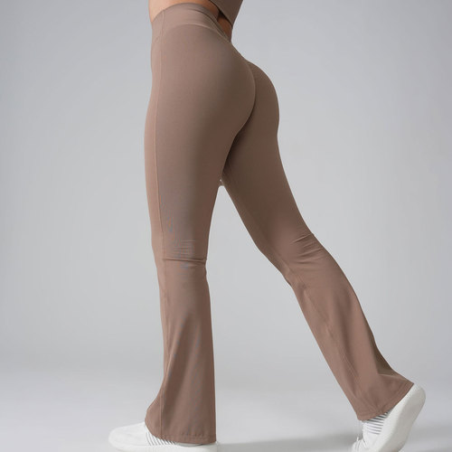 INS 2024 European and American Cross-Border New Arrival Yoga Pants: High-Waisted, Hip-Sculpting Peach-Shape Flared Pants with Lycra for a Nude-Like Feel