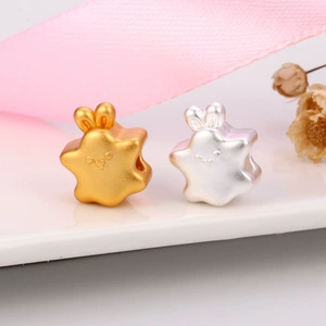 S999 sterling silver big hole star rabbit beads loose beads hand diy rope bracelet string beads accessories