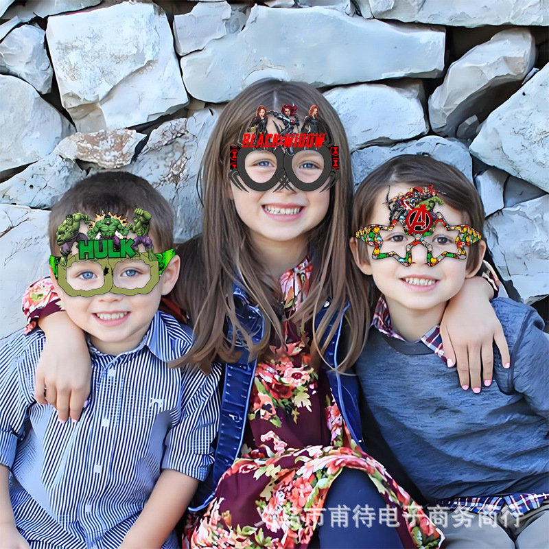 アベンジャーズテーマ紙メガネ誕生日パーティー写真小道具スーパーヒーローメガネ装飾|undefined