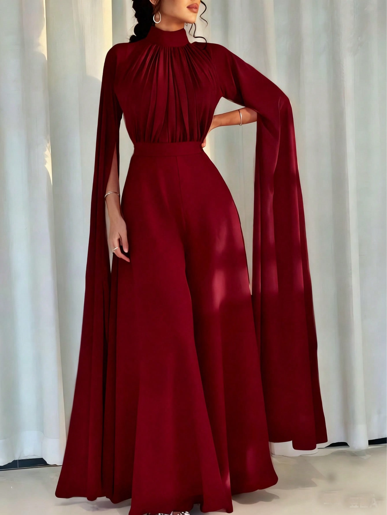 Inventario de verano 2025 nueva estrella europea y americana elegante estilo de chiffon plumsuit vestido y pantalones de piernas anchas image 9