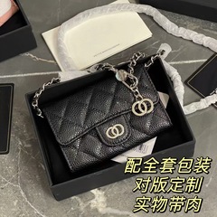 银色小废包mini卡包零钱包迷你小包包新款真皮腰包女式链条斜挎包