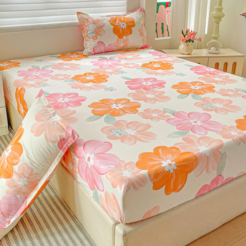 新スタイルのボックスシーツ、小さなフレッシュプリント、シングルピース、シングル/ダブルベッドカバー、防塵保護ベッドカバー、ナチュラルカラーのボックスシーツ