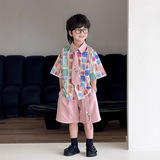 Детский летний комплект для мальчиков, рубашка для отдыха