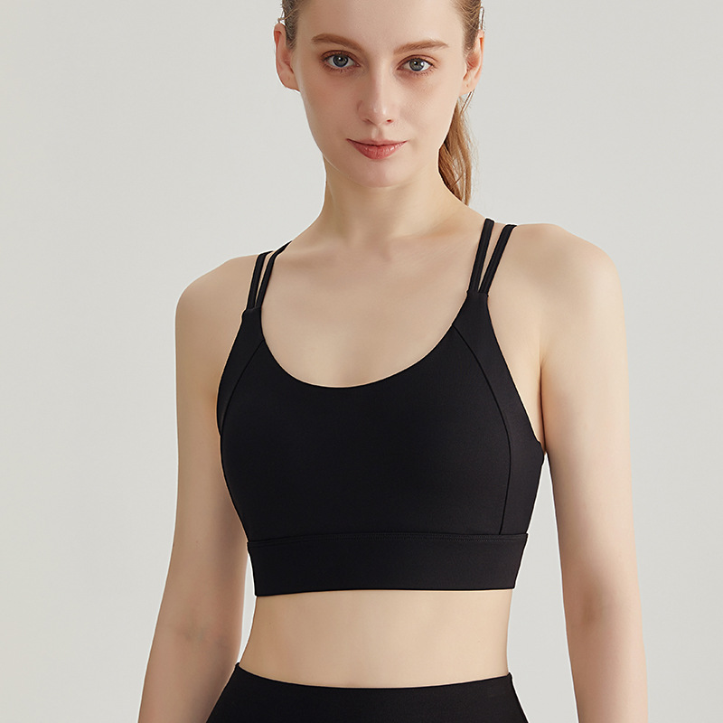 LAHN nuevo chaleco de yoga sexy, taza fija, delgado cruzado, cinturón de hombro delgado, ropa interior deportiva para mujeres