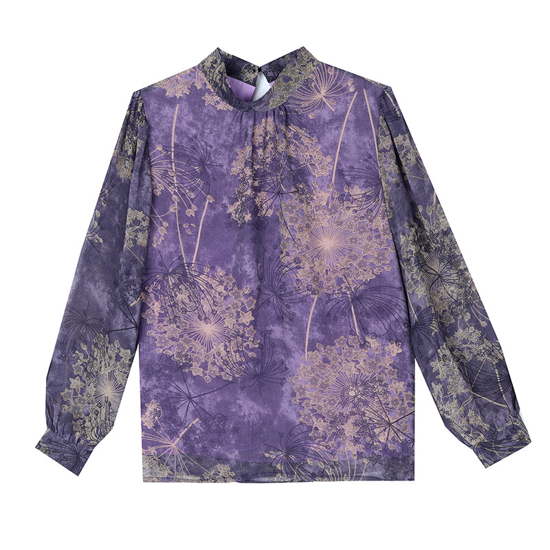 브랜드 실크 셔츠 여성의 가을 새로운 긴팔 티셔츠 탑 하이 엔드 뽕나무 실크 작은 셔츠 패션 프린트 셔츠