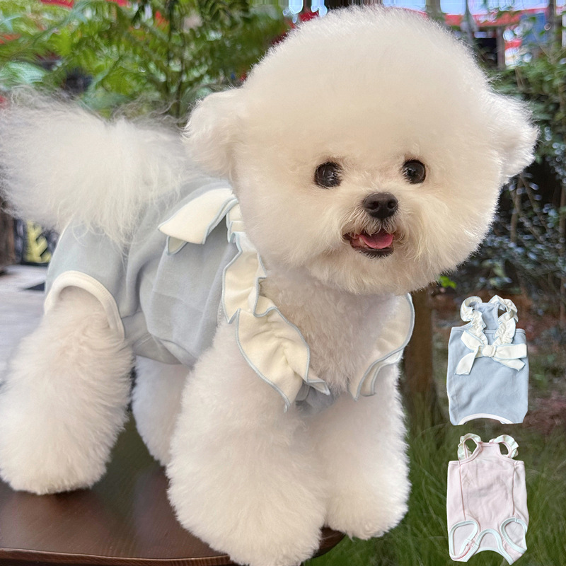 Pet Autumn Small Dog Belly Protection Clothing Pajamas Small Puppy Belly Wrap Clothing Cat Teddy Four-Legged Clothing Sterilization Clothing