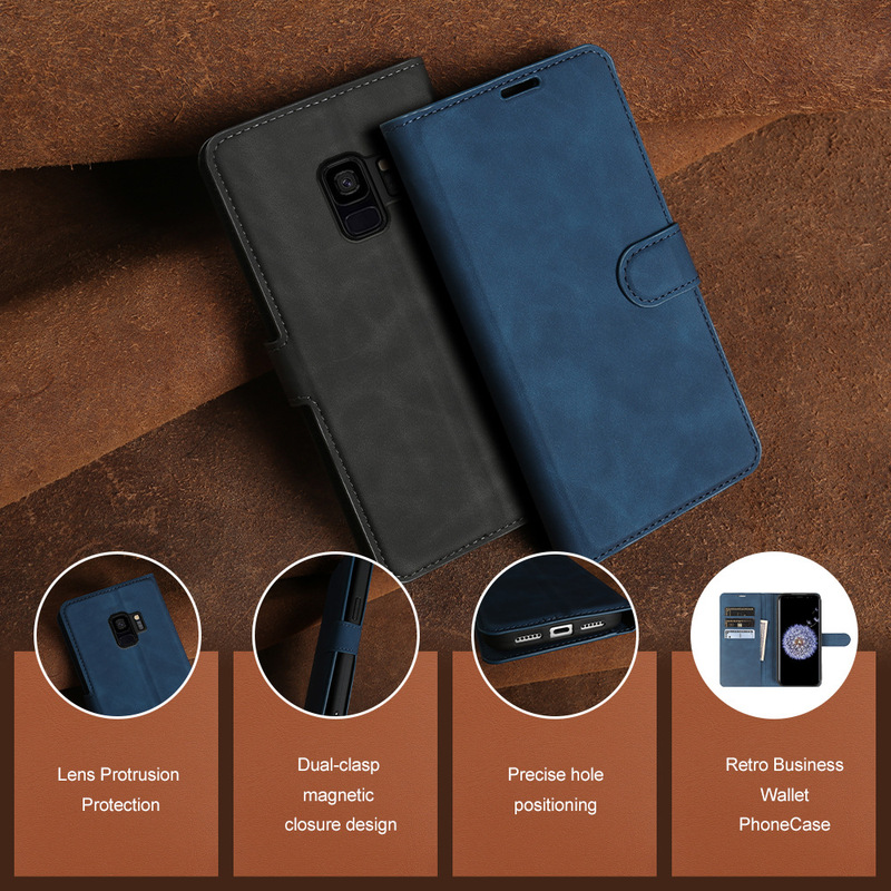 Suitable for Samsung Galaxy S9, leather-feel phone case, flip cover, card holder, stand, anti-drop, business style Suitable for Samsung Galaxy S9, leather-feel phone case, flip cover, card holder, stand, anti-drop, business style