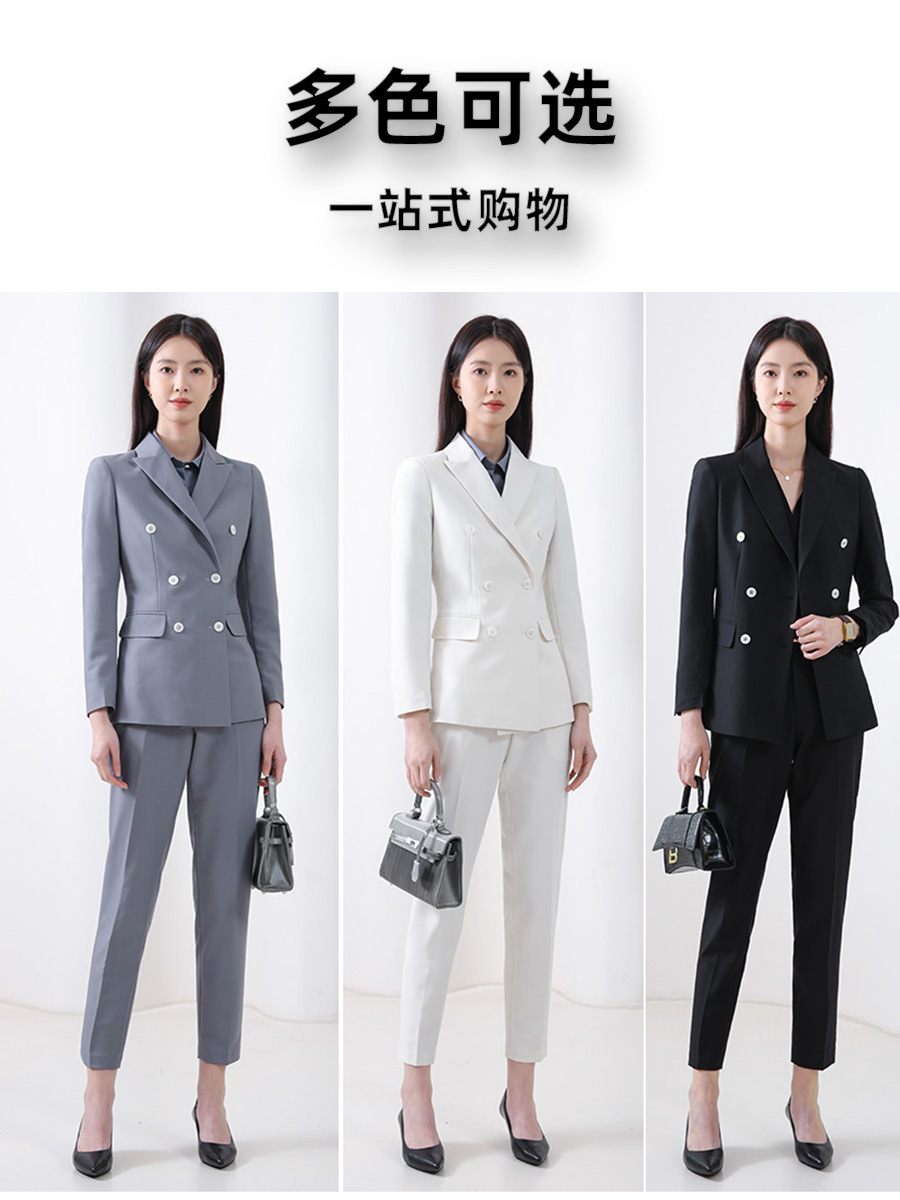 Áo vest blazer nữ hai hàng khuy dáng mỏng mùa hè, phong cách công sở cao cấp — Màu đen [quần trên]