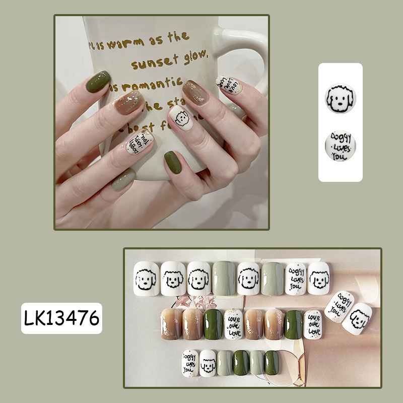 Pequeño Libro Rojo TikTok usar gel de gelatina de uñas parche de uñas desmontable corto terminado temperamento de belleza de uñas pieza de belleza de uñas