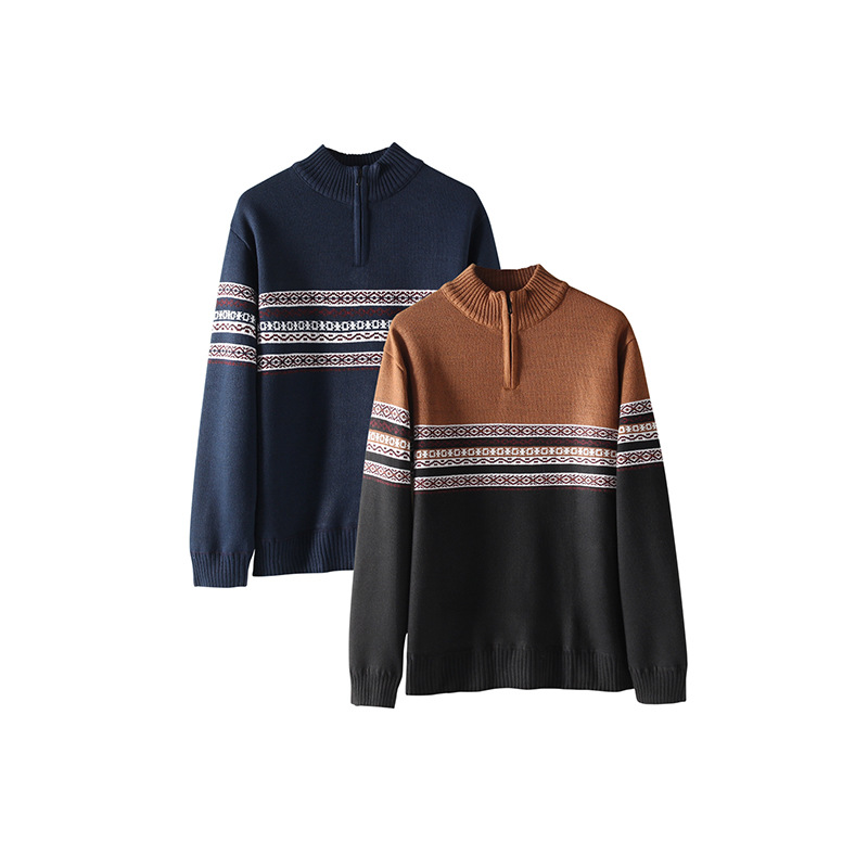 Otoño y invierno nueva tendencia europea transfronteriza suéter de cuello de hombre medio cremallera jersey de punto casual