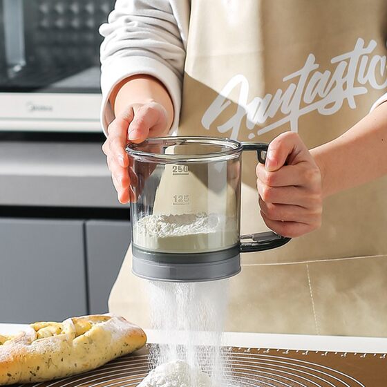 Semi-Automatic Flour Sifter Handheld Flour Sieve New Flour Sifting Filter Sieve Baking Tool Dusting Sieve